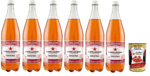 San Pellegrino Cocktail Ginger Bitter Aperitivo PET 1.2 L Italian Soft Drink, 6 Pieces + Italian Gourmet Polpa 400 g