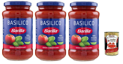 Barilla Basilico Pasta Sauce - 3 x 400 g (1.2 kg) | With Italian Tomatoes & Basil - Fruity Aromatic, Ready to Serve, No Preservatives + Italian Gourmet Polpa