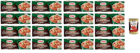 Star il mio Gran Ragù Bacon with 100% Italian Meat and Bacon, Pack of 16 with 3 Tins of 100 g + Italian Gourmet Polpa 400 g