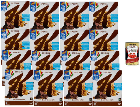 Special K Dark Chocolate Cereal Flakes 12 x 290 g Crispy Breakfast Cereals with Dark Chocolate Fibre-Rich with Vitamins Storage Pack + Italian Gourmet Polpa