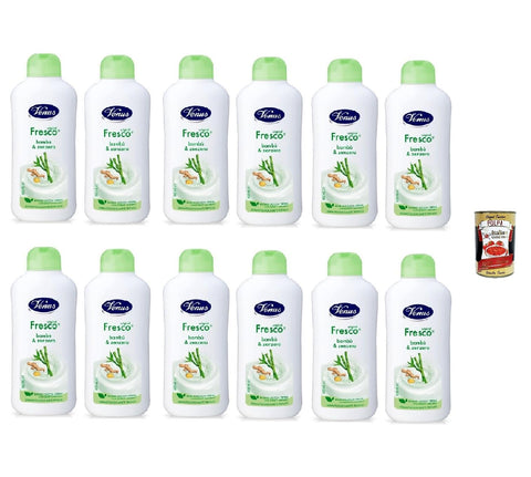 Venus Bagnodoccia Shower Gel Fresh with Bamboo and Ginger - Soft, Smooth and Velvety Skin - Body Cleanser 650 ml + Italian Gourmet Polpa 400 g, Pack of 12