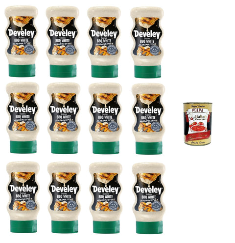 Salsa BBQ White Alabama Style White BBQ Sauce Creamy and Spicy with Black Pepper 12 x 250 g + Italian Gourmet Polpa 400 g