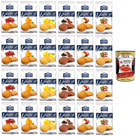 Ore Liete Perugia Test Pack Voglia Di Biscotti di frolla ripieni Fancy Filled Shortbread Biscuits 24 x 200 g + Italian Gourmet Polpa 400 g