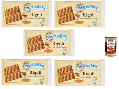 Mulino Bianco Rigoli Shortbread Biscuits with Italian Wildflower Honey Italian Biscuits Biscuit 5 x 400 g + Italian Gourmet Polpa 400 g