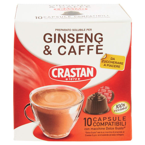 CRASTAN 1870, 60 Capsules, 6 Box of 10 Capsules of Drink with Ginseng and Coffee Flavor, Capsules Compatible with Dolce Gusto to Sugar, Gluten Free, 100% Made in Italy