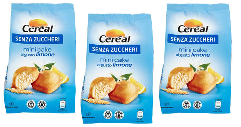 3 x Céréal Mini Cake al Gusto Lime Sweet Snack Mini Lemon Cake Cake without Sugar 196 g Bag