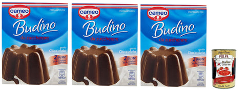 Cameo Creamy Pudding Mix with Chocolate Flavour, Easy to Prepare Dessert, The Pack Contains 2 Bags of 4 Servings Each for a Total of 8 Servings, 3 x 180 g + Italian Gourmet Polpa 400 g