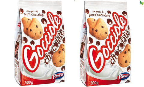 Pavesi: 2 x Gocciole Chocolate Biscuits with Chocolate Drops - Palm Oil Free - 500g