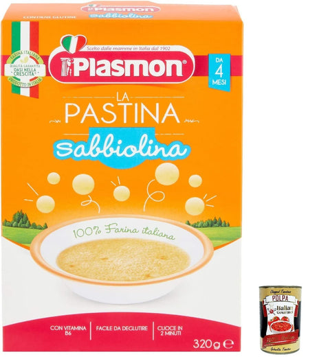 12x Plasmon Pastina Sabbiolina 320 g da 4 mesi + Italian Gourmet polpa 400 g