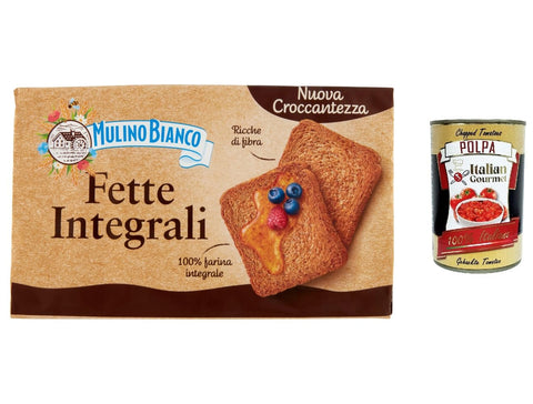 3 x Mulino Bianco fats biscottate Le Integrali 630 g whole grain rusk biscuits + Italian gourmet polpa 400 g