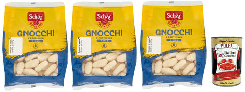 SCHÄR Senza Glutine Gnocchi di patate, gluten-free potato pasta pasta, 3 x 300 g + Italian gourmet polpa 400 g