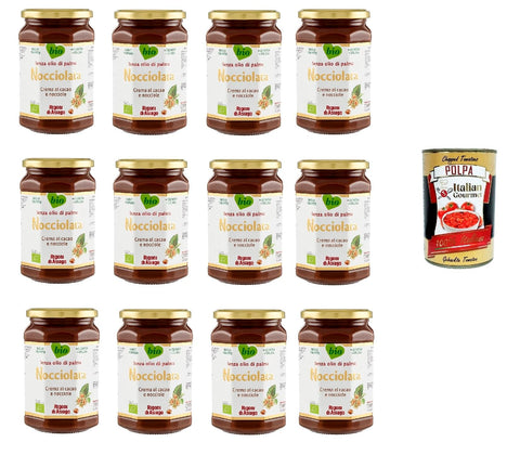 12 x Rigoni di Asiago Nocciolata, Nut Nougat Cream, Hazelnut Cream without Palm Oil, Nut Nougat Cream without Palm Oil, Bread Spread 650 g + Italian Gourmet Polpa 400 g