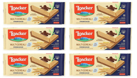 6x Loacker Wafer Multicerealli Cream Cocoa Multigrain Waffles with Chocolate Cream and Cocoa Cream with Whole Grain Flour 175 g