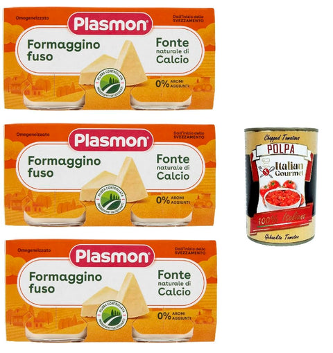 Plasmon Formaggino Fuso 3x (2 x 80 g) with Italian Milk, 100% Natural, No Rooms Added + Italian Gourmet Polpa 400 g