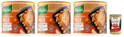 3 x Knorr Brodo Granular Pollo Granulated Chicken Broth 150 g, Sustainable Vegetable Broth, Gluten-Free, Lactose and Preservatives, for Soups and Grilled Meat + Italian Gourmet Polpa 400 g