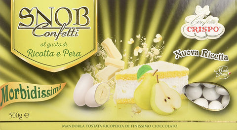 Crispo SNOB Confetti Roasted Almond Covered with White Chocolate, Ricotta and Pear Flavor, 500 g
