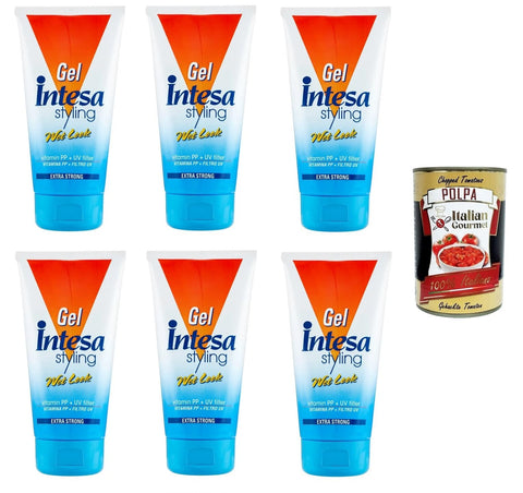 INTESA Gel Capelli Wet Look Extra Strong Wet Look Extra Strong Hair Gel 6 x 150 ml + Italian Gourmet Polpa 400 g