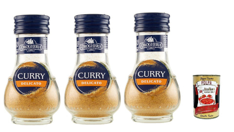 La Drogheria Curry Delicato Spice Mix with Strong Flavour for Traditional Oriental Dishes 3 x 30 g + Italian Gourmet Polpa 400 g