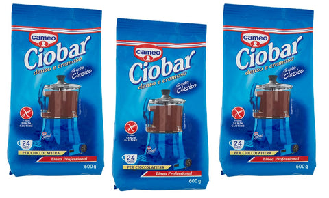 Cameo Ciobar Professional Classico Preparation for Hot Chocolate Chocolate Drink, 24 Cups, Gluten Free, 600 g, Pack of 3