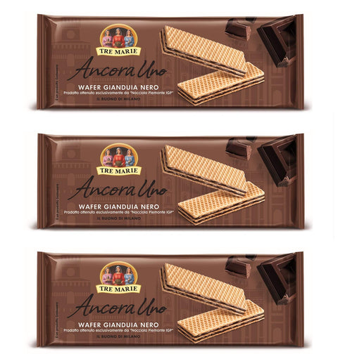 3x Tre Marie Ancora Uno wafer Gianduia Nero with Gianduja cream Product received from Piedmont Hazelnut IGP 175g