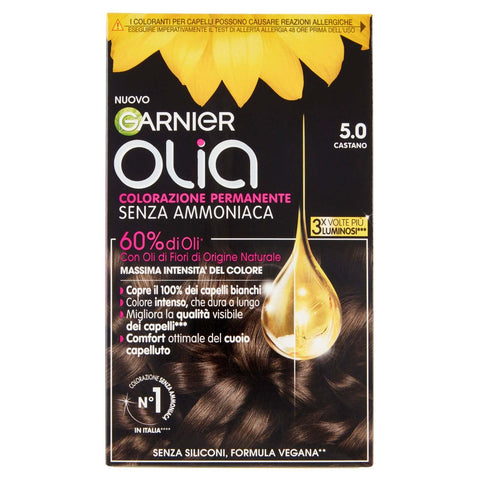 Garnier Olia Hair Dye, Ammonia Free, Covers 100% White Hair, Vegan Formula Formula, Brown