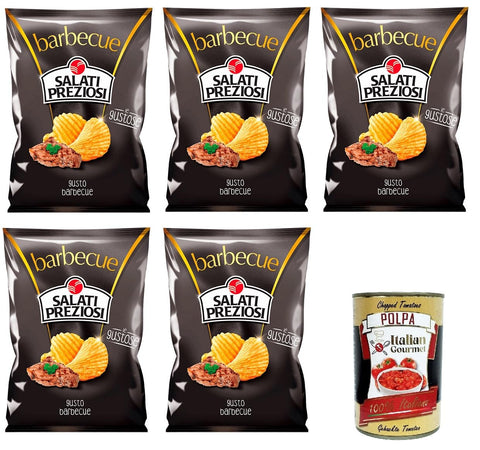 5 x Salati Preziosi Chips with Barbecue Flavour 170 g + Italian Gourmet Polpa 400 g