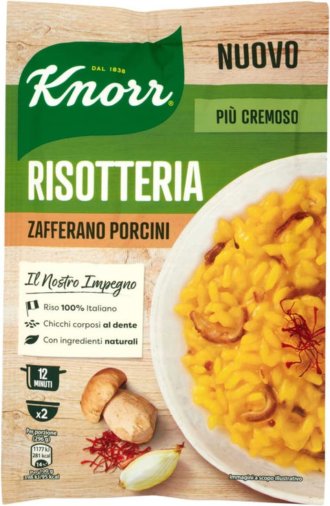 6x Knorr Risotto Rice Saffron and Porcini Mushrooms 175g 100% Italian Ready Meals