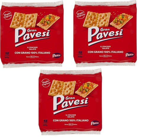 3 x Gran Pavesi Crackers Salati Salati Salted Biscuits 560 g Biscuits Pastry