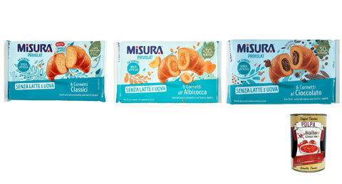 Misura Cornetti Privolat Classici Cioccolato Albicocca Croissants, without Milk and Eggs + Italian Gourmet Polpa 400 g