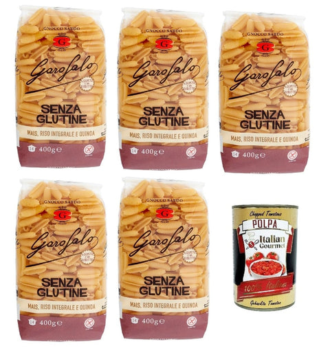 5 x Gnocco sardo 400 g Senza Glutine Glutin Free, Gluten-Free Pasta Noodles + Italian Gourmet Polpa 400 g