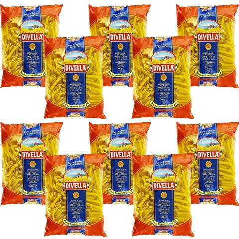 10x Pasta Divella 100% Italian N° 23 Penne Mezzani Rigate 500g
