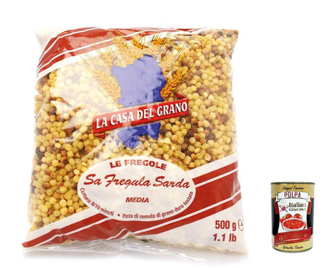 La Casa del Grano Fregola Ball Pasta, Large, 500 g + Italian Gourmet Polpa 400 g, Pack of 6