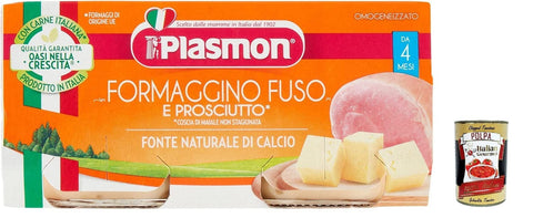 3 x Plasmon Formaggino e Prosciutto, 2 x 80 g + Italian Gourmet Polpa 400 g