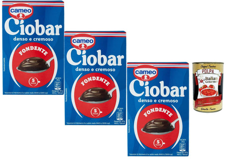 Cameo Ciobar Fondente Dense Creamy Dark Drinking Chocolate for 5 Cups per Pack, 3 x 115 g (15 Bags of 23 g) + Italian Gourmet Polpa