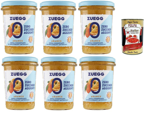 Zuegg Zero Zuccheri Arance Jam Orange Jam Sugar Free 6 x 220 g + Italian Gourmet Polpa 400 g