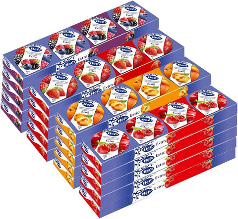 Mix Hero Extra - Wild Berries, Apricot, Strawberry, Red Cherry Jam Single Dose 4 x 25 g [Box of 40 Assorted Packs]
