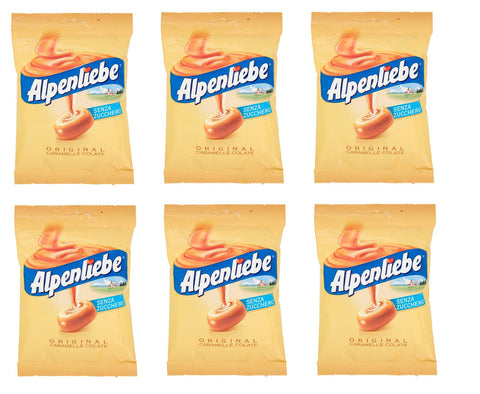 6x Perfetti Alpenliebe Original Caramel Colate Senza Zucchero Sugar-Free Sweets Candy Lollies Toffee Flavour 80g Bag
