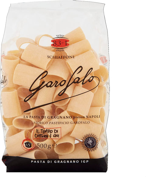 Schiaffoni No. 83-1 Neapolitan Durum Wheat Semolina Pack of 500 g Pasta IGP + Italian Gourmet Polpa 400 g Pack of 10