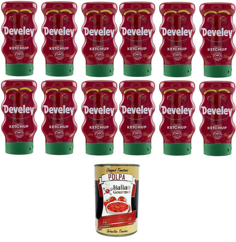 Tomato Ketchup Squeeze, Tomato Ketchup, Gluten Free, 100% Natural Ingredients, 12 x 273 g + Italian Gourmet Polpa 400 g