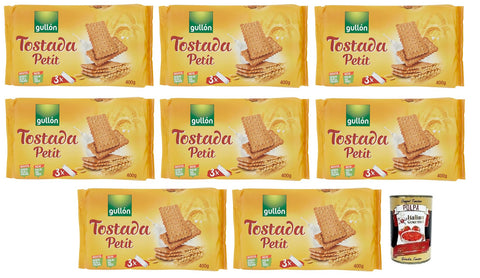 8 x Gullón Petit Tostada, traditional biscuits, pack of 400 g, each pack contains 3 servings of 133.3 g + Italian Gourmet Polpa di Pomodoro 400 g tin