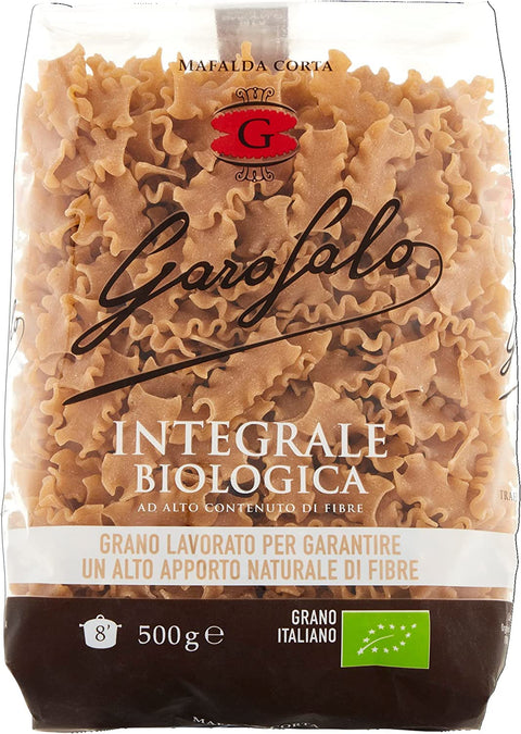 10x Pasta Integrale Mafalda Corta Whole Grain Durum Wheat Organic Product 500g + Italian Gourmet Polpa 400g