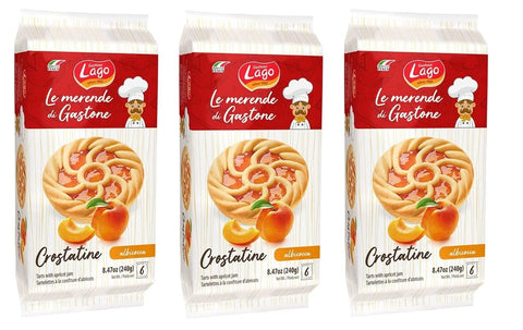 3 x Gastone Lago Crostatine all'Albicocca Apricot Tarts, Pack of 240 g, Each Pack Contains 6 Snacks of 40 g