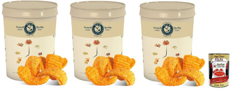 Fox Coni di Mais Cornetti: Crispy Snack in Bucket, Chips Corn Snack Crisps, 3 x 500 g + Italian Gourmet Polpa 400 g