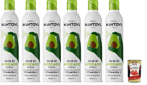 SPRAYLEGGERO Extra Virgin Olive Oil Flavoured with Avocado 6 x 200 ml – Thanks to the Practical Spray Bottle You Can Save Up to 90% of the Oil + Italian Gourmet Polpa 400 g