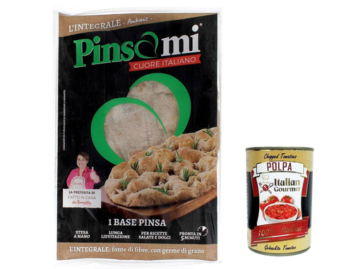 Pinsami Pinsa Gourmet Integrale, Whole Grain Pinsa Homemade by Benedetta, 6 Pieces of 230 g + Italian Gourmet Pelati 400 g