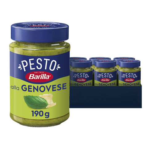 Barilla Pesto alla Genovese, Pesto Pasta Sauce with Italian Basil and Parmesan, Pack of 12 x 190 g
