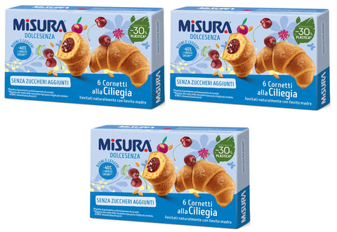 Misura Dolcesenza Cornetti alla Ciliegia Senza Zuccheri Aggiunti Croissant with Cherry Filling No Added Sugar 290 g Pack of 3