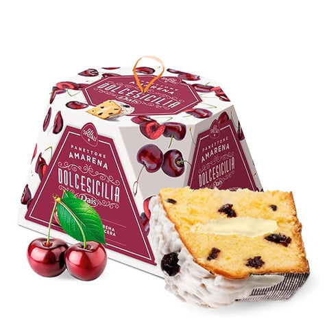 3x Dais Panettone all'Amarena - Italian Christmas Cake with Sour Cherries - Traditional Pastry from Sicily - 800 g