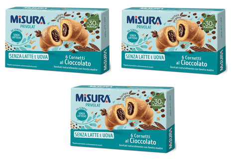 Misura Privolat Cornetti al Cioccolato Senza Latte e Uova Croissants with Chocolate Filling without Milk and Egg 290 g Pack of 3