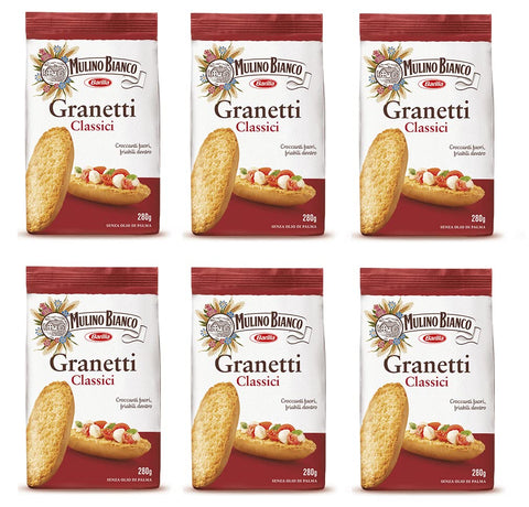 6x Mulino Bianco Granetti Crisp Bread for Bruschetta Croutons 290 g from Italy